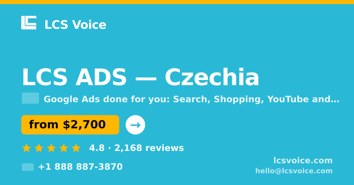 LCS ADS in Czechia — from $2,700/mo, rated 4.8/5 by 2168 clients. LCS Voice.