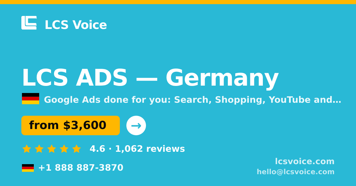 LCS ADS in Germany — from $3,600/mo, rated 4.6/5 by 1062 clients. LCS Voice.