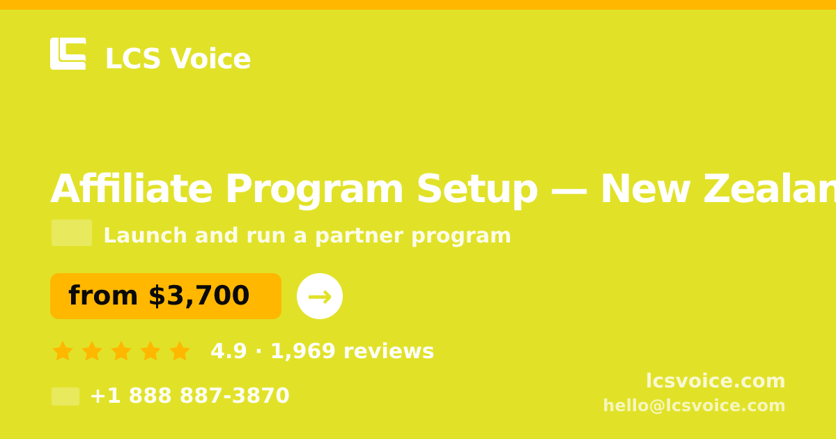 Affiliate Program Setup in Wellington — from $3,700, rated 4.8/5 by 1813 clients. LCS Voice.