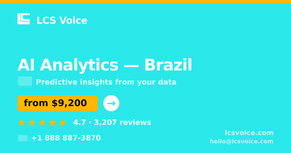 AI Analytics in Brazil — from $9,200, rated 4.7/5 by 3207 clients. LCS Voice.