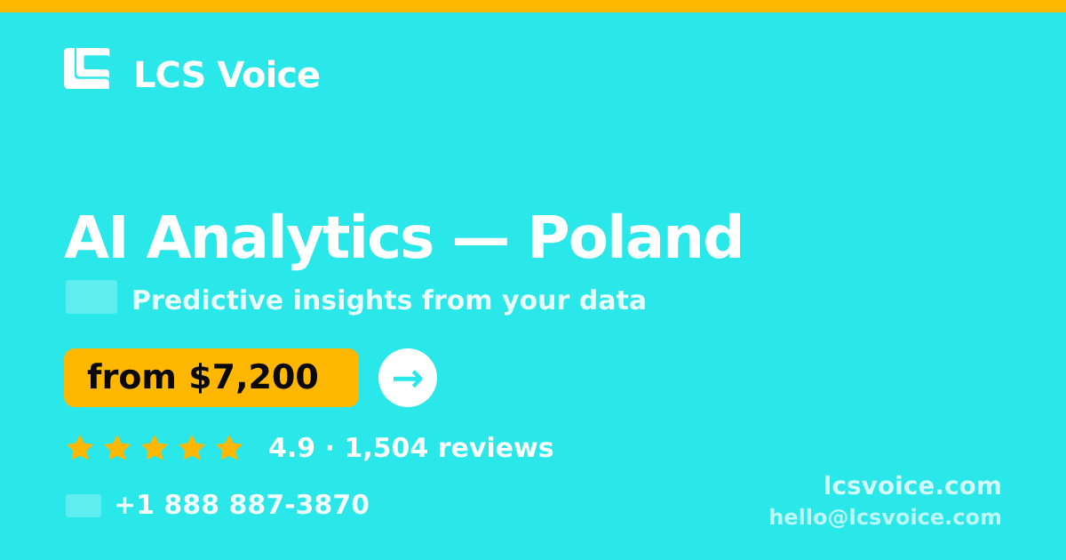 AI Analytics in Poland — from $7,200, rated 4.9/5 by 1504 clients. LCS Voice.
