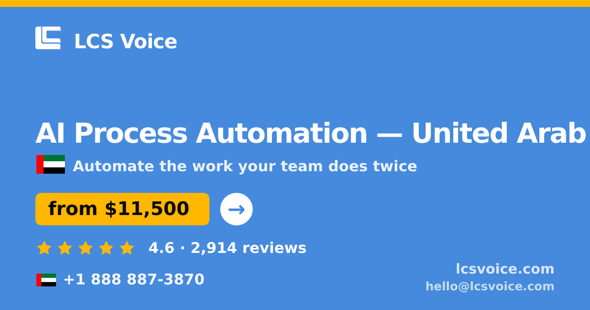 AI Process Automation in United Arab Emirates — from $11,500, rated 4.6/5 by 2914 clients. LCS Voice.