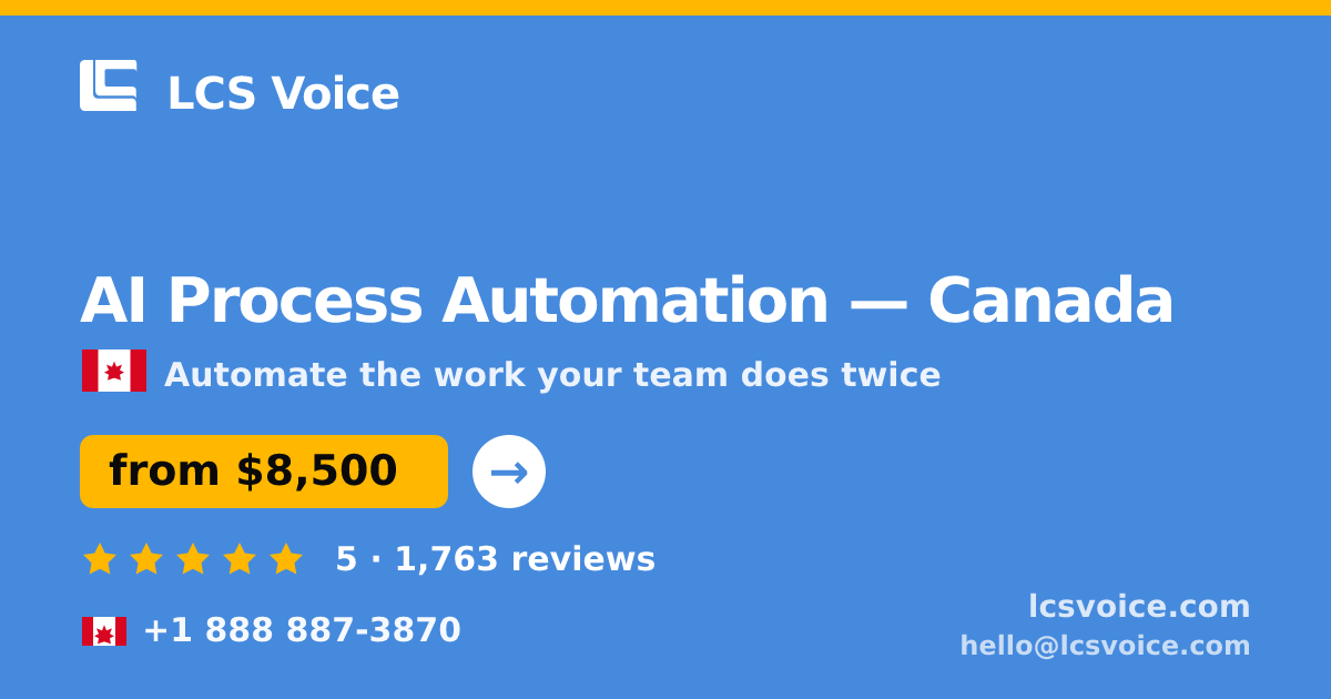 AI Process Automation in Canada — from $8,500, rated 5/5 by 1763 clients. LCS Voice.