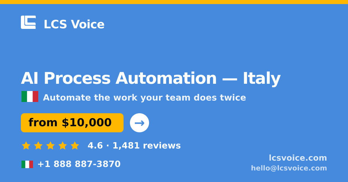 AI Process Automation in Naples — from $7,600, rated 4.8/5 by 432 clients. LCS Voice.