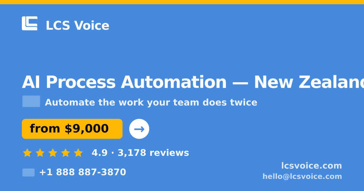 AI Process Automation in Auckland — from $10,500, rated 4.8/5 by 1183 clients. LCS Voice.