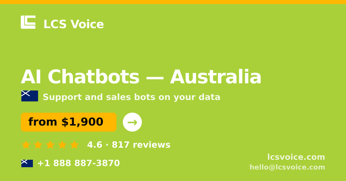AI Chatbots in Brisbane — from $1,900/mo, rated 4.9/5 by 1079 clients. LCS Voice.