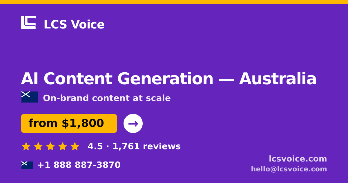 AI Content Generation in Perth — from $2,200/mo, rated 4.6/5 by 2055 clients. LCS Voice.
