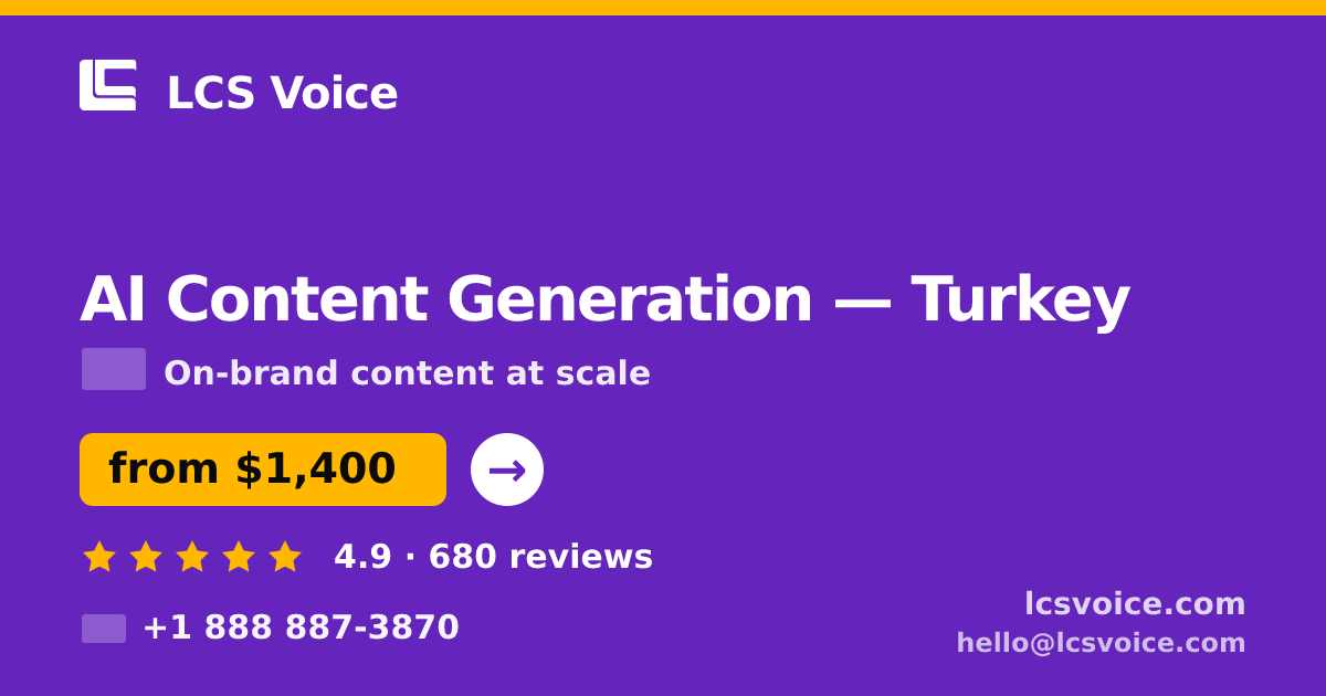 AI Content Generation in İzmir — from $950/mo, rated 4.7/5 by 1032 clients. LCS Voice.