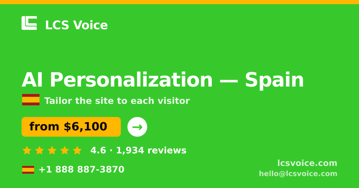 AI Personalization in Spain — from $6,100, rated 4.6/5 by 1934 clients. LCS Voice.