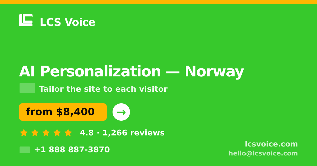 AI Personalization in Norway — from $8,400, rated 4.8/5 by 1266 clients. LCS Voice.