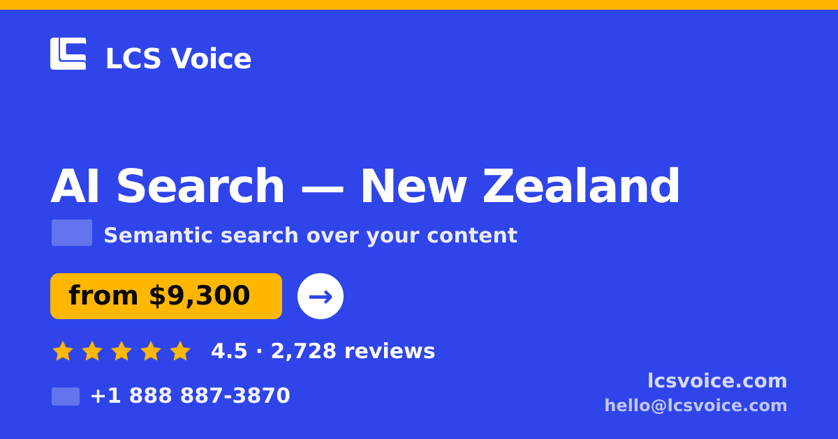 AI Search in Wellington — from $7,700, rated 5/5 by 1925 clients. LCS Voice.