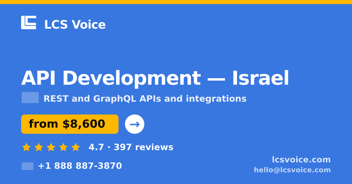 API Development in Tel Aviv — from $10,500, rated 4.9/5 by 2765 clients. LCS Voice.