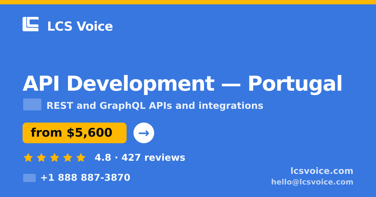 API Development in Braga — from $4,500, rated 5/5 by 3006 clients. LCS Voice.