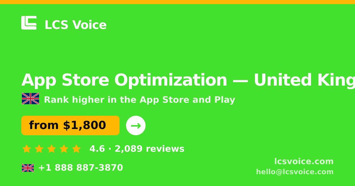 App Store Optimization in Manchester — from $1,300/mo, rated 4.9/5 by 2484 clients. LCS Voice.