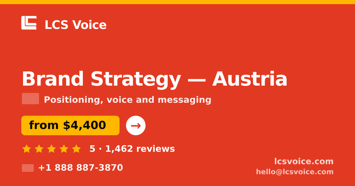 Brand Strategy in Graz — from $4,900, rated 4.8/5 by 3212 clients. LCS Voice.