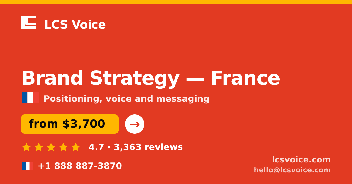 Brand Strategy in Marseille — from $3,500, rated 4.8/5 by 355 clients. LCS Voice.