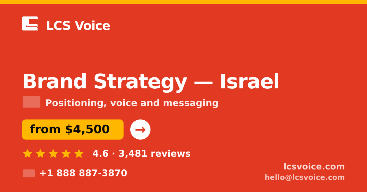 Brand Strategy in Israel — from $4,500, rated 4.6/5 by 3481 clients. LCS Voice.