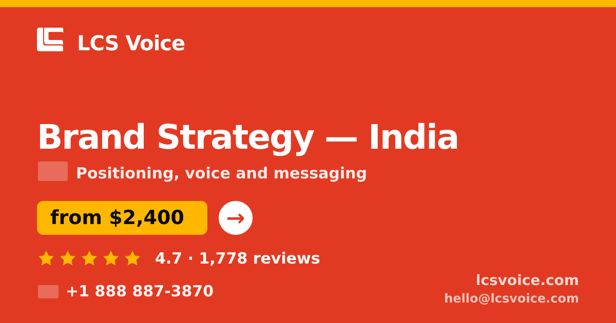 Brand Strategy in Bangalore — from $1,400, rated 4.6/5 by 2280 clients. LCS Voice.