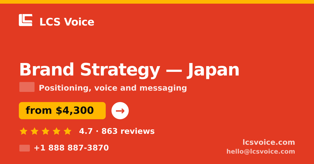 Brand Strategy in Yokohama — from $5,600, rated 4.6/5 by 2778 clients. LCS Voice.