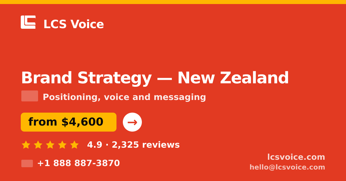 Brand Strategy in Wellington — from $3,800, rated 4.9/5 by 2798 clients. LCS Voice.