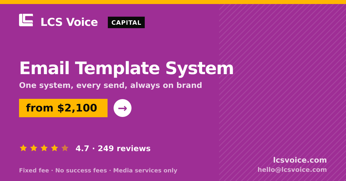 Email Template System — from $2,100, rated 4.7/5 across 249 reviews. LCS Voice.