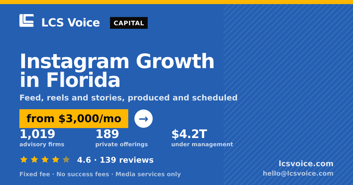 Instagram Growth in Florida — from $3,000/mo, rated 4.6/5 across 139 reviews. LCS Voice.