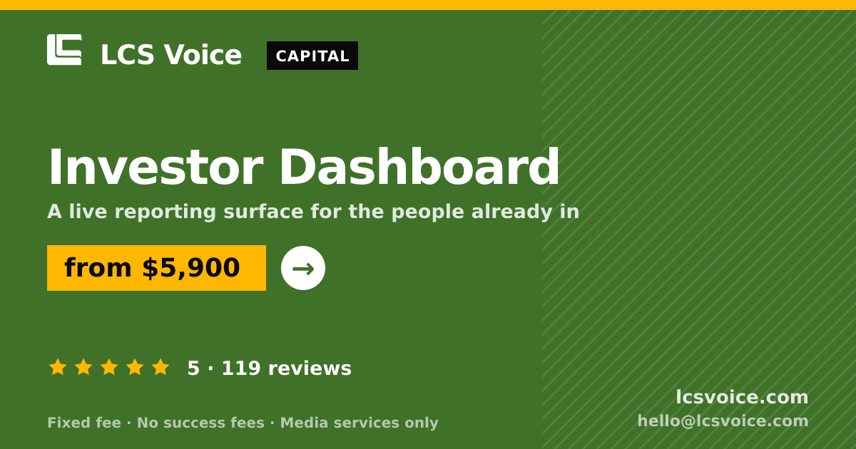 Investor Dashboard — from $5,900, rated 5/5 across 119 reviews. LCS Voice.