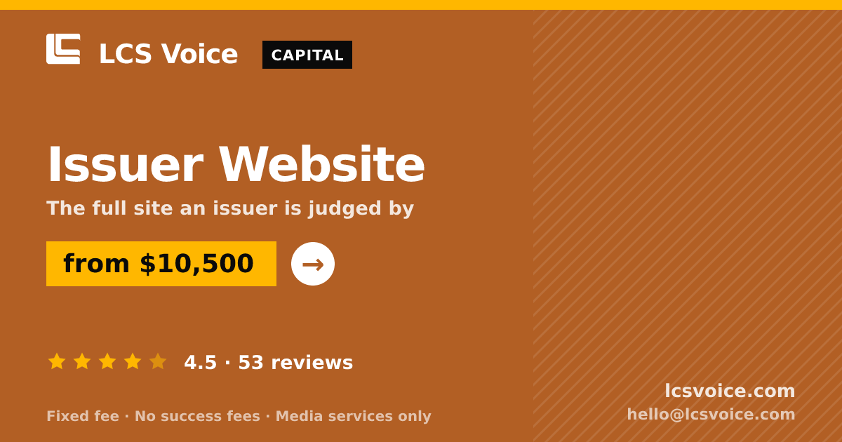 Issuer Website — from $10,500, rated 4.5/5 across 53 reviews. LCS Voice.