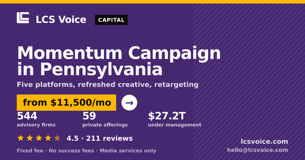 Momentum Campaign in Pennsylvania — from $11,500/mo, rated 4.5/5 across 211 reviews. LCS Voice.