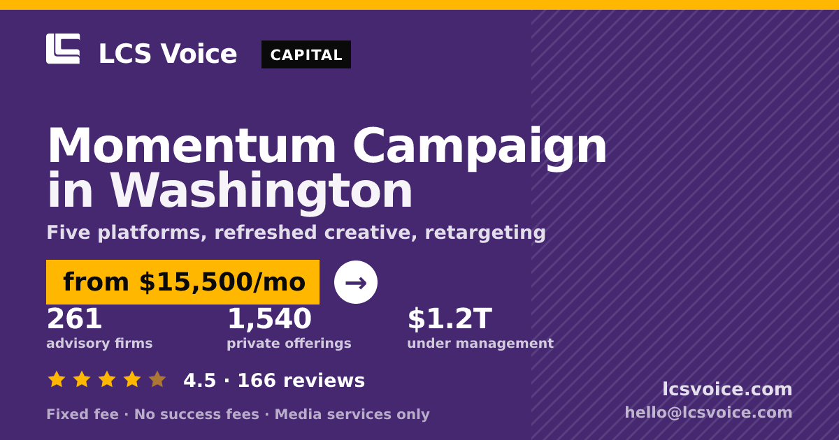 Momentum Campaign in Washington — from $15,500/mo, rated 4.5/5 across 166 reviews. LCS Voice.