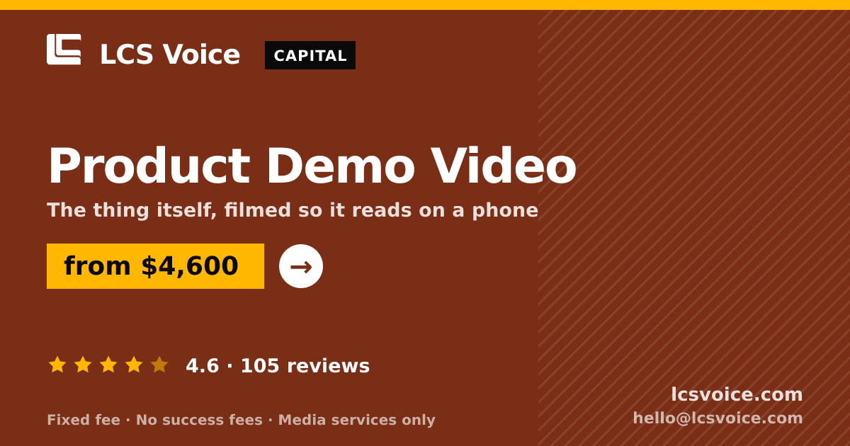 Product Demo Video — from $4,600, rated 4.6/5 across 105 reviews. LCS Voice.