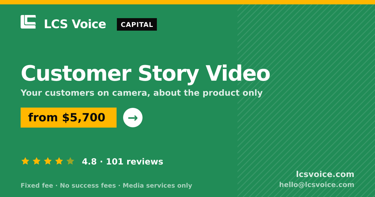 Customer Story Video — from $5,700, rated 4.8/5 across 101 reviews. LCS Voice.