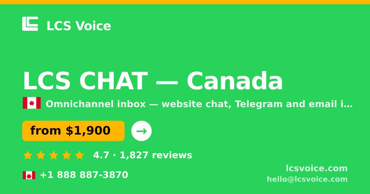 LCS CHAT in Canada — from $1,900/mo, rated 4.7/5 by 1827 clients. LCS Voice.