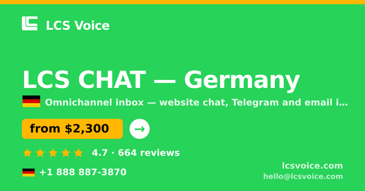 LCS CHAT in Germany — from $2,300/mo, rated 4.7/5 by 664 clients. LCS Voice.