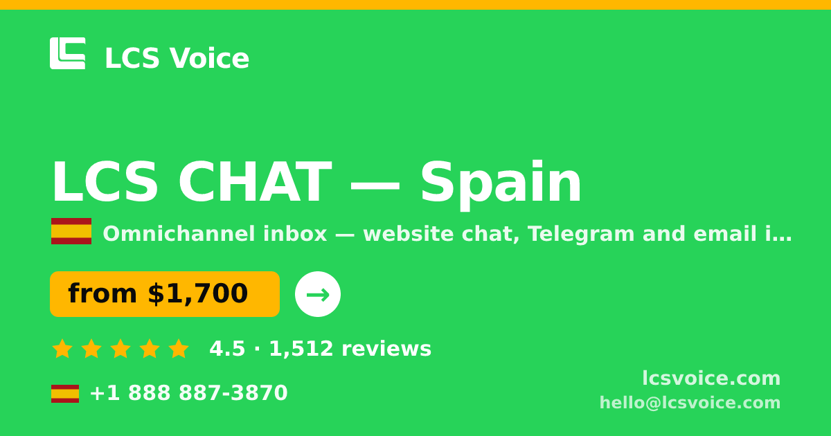 LCS CHAT in Spain — from $1,700/mo, rated 4.5/5 by 1512 clients. LCS Voice.