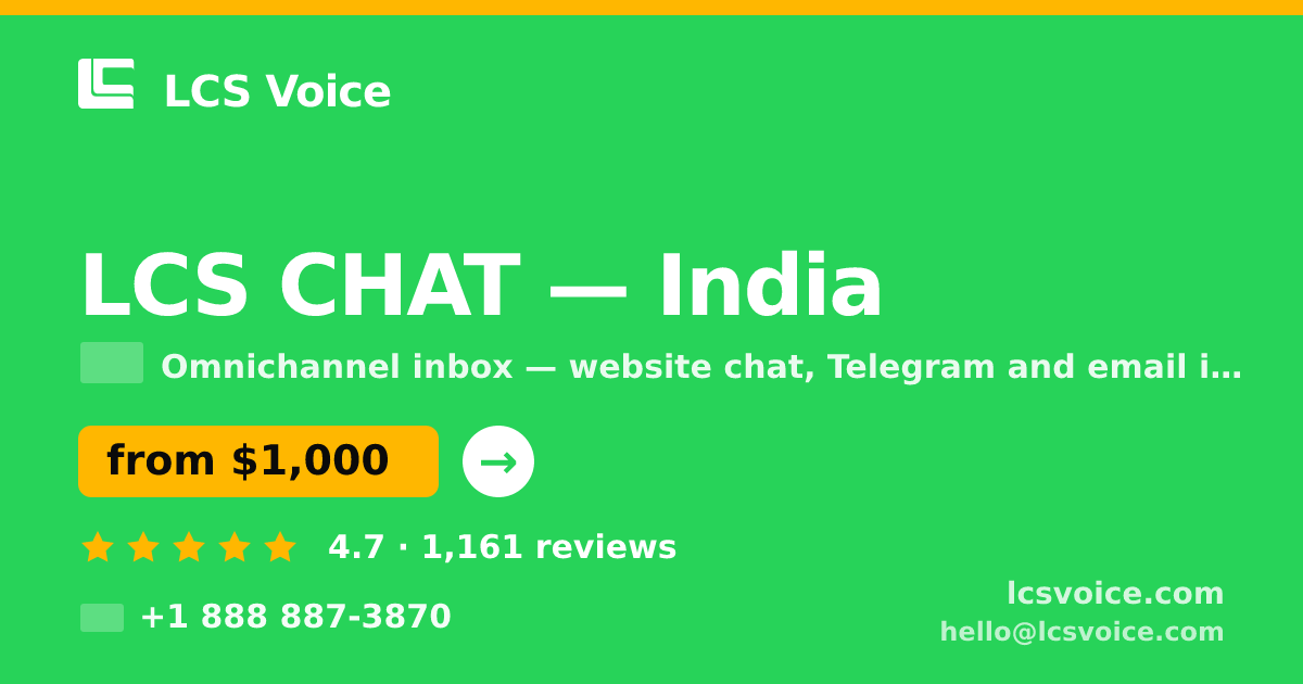 LCS CHAT in India — from $1,000/mo, rated 4.7/5 by 1161 clients. LCS Voice.