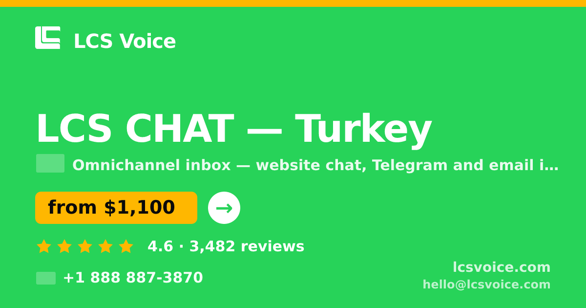 LCS CHAT in Turkey — from $1,100/mo, rated 4.6/5 by 3482 clients. LCS Voice.