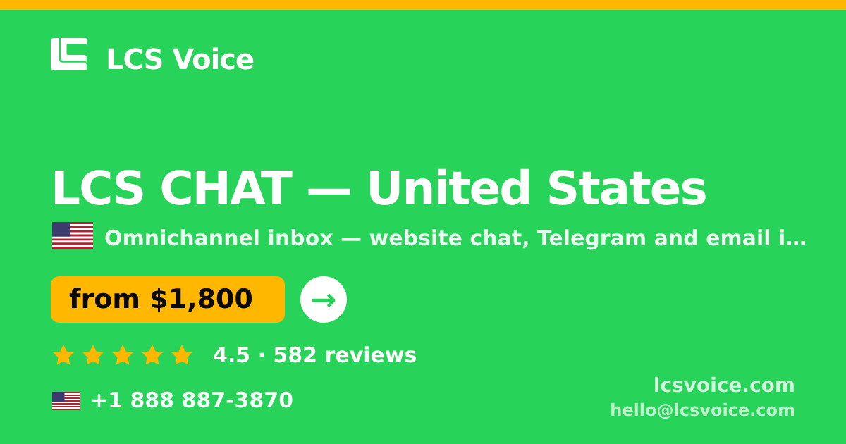 LCS CHAT in United States — from $1,800/mo, rated 4.5/5 by 582 clients. LCS Voice.