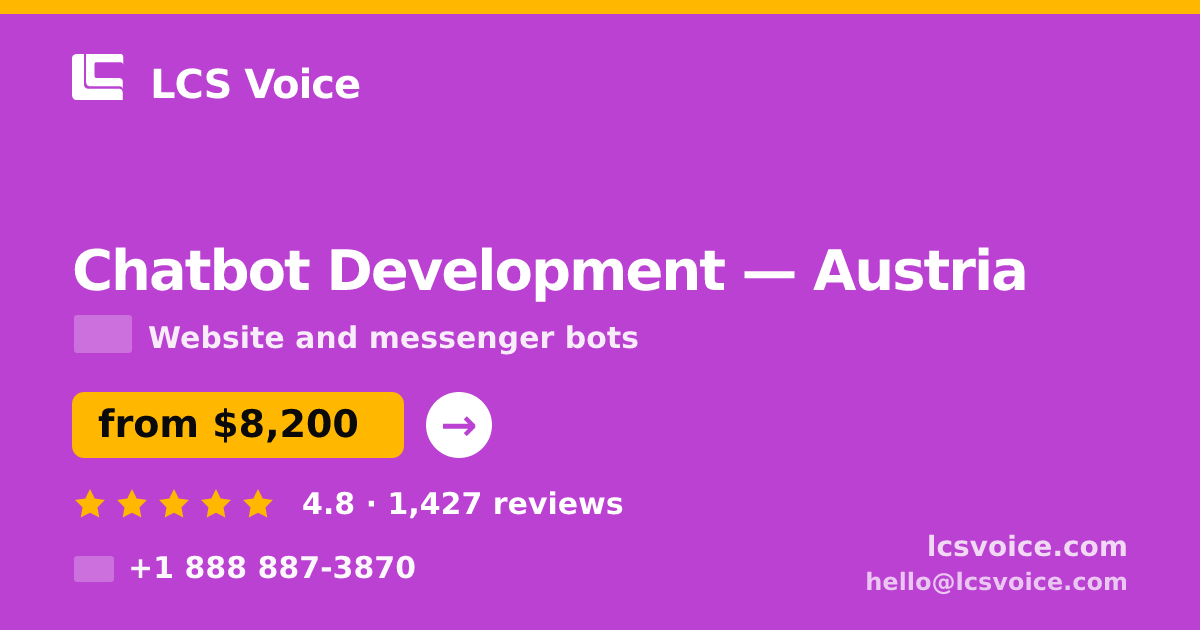 Chatbot Development in Austria — from $8,200, rated 4.8/5 by 1427 clients. LCS Voice.