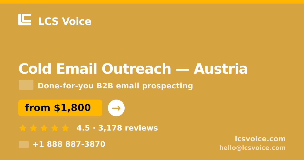 Cold Email Outreach in Graz — from $2,000/mo, rated 4.6/5 by 1216 clients. LCS Voice.