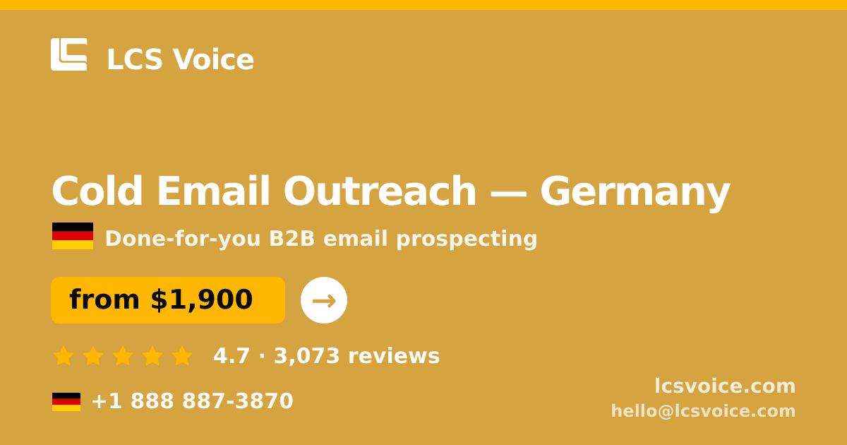 Cold Email Outreach in Munich — from $1,600/mo, rated 4.7/5 by 1304 clients. LCS Voice.