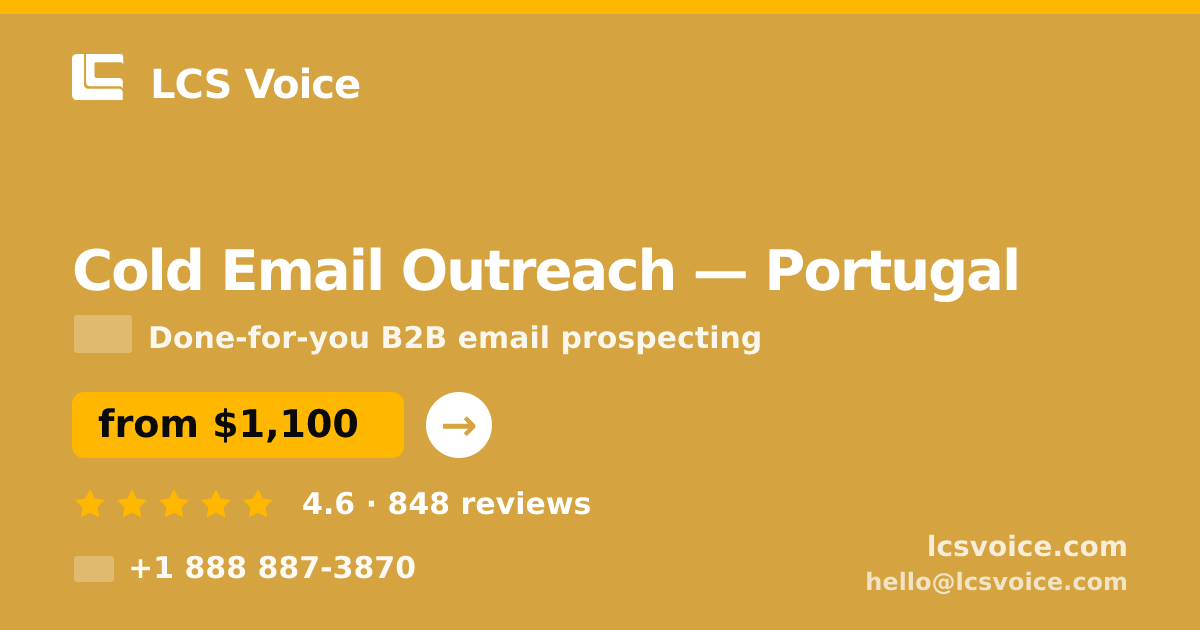 Cold Email Outreach in Porto — from $900/mo, rated 4.6/5 by 2470 clients. LCS Voice.