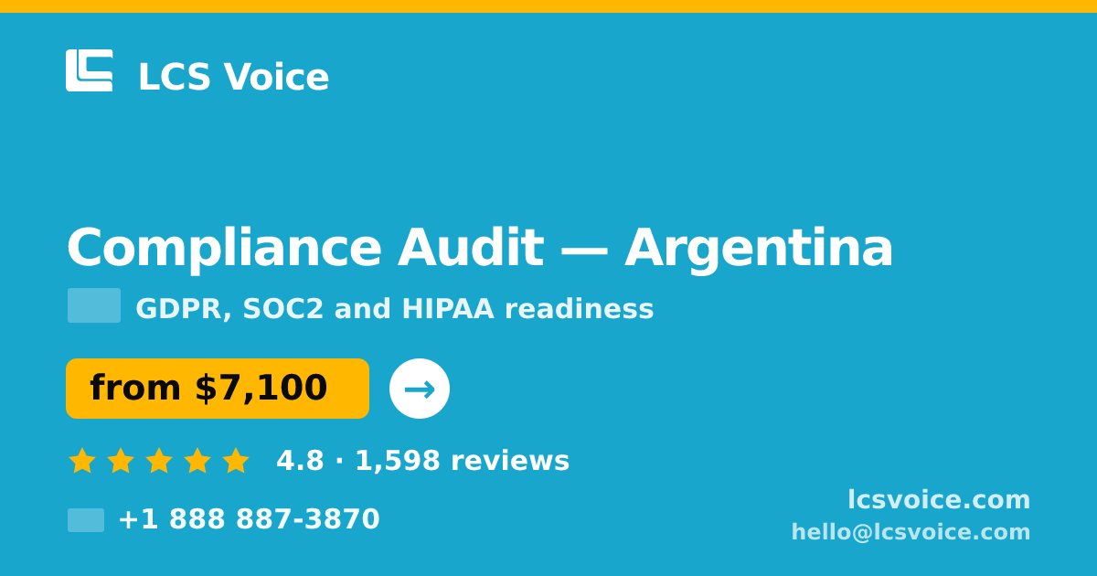 Compliance Audit in Argentina — from $7,100, rated 4.8/5 by 1598 clients. LCS Voice.