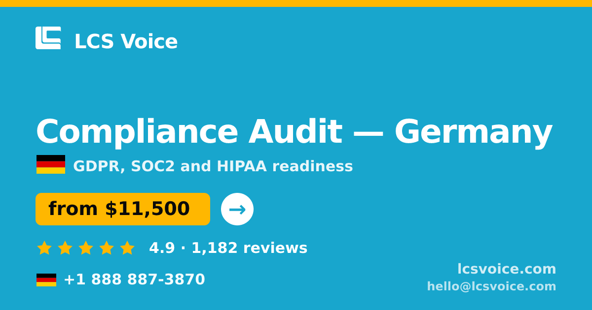 Compliance Audit in Frankfurt — from $14,000, rated 4.6/5 by 1654 clients. LCS Voice.