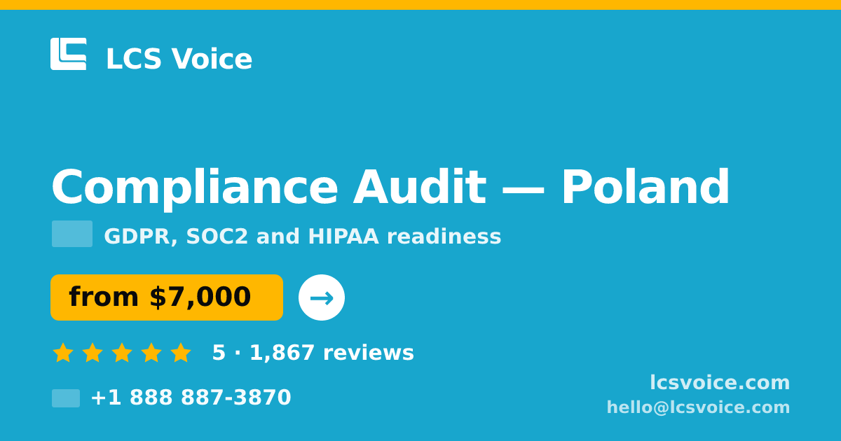 Compliance Audit in Poland — from $7,000, rated 5/5 by 1867 clients. LCS Voice.