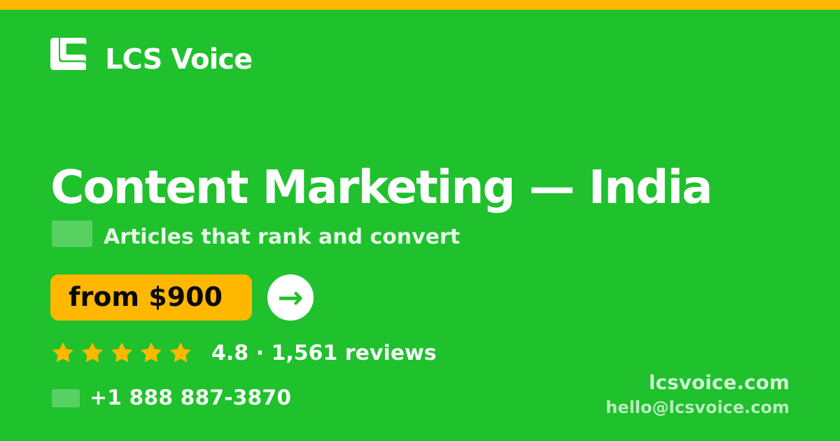 Content Marketing in India — from $900/mo, rated 4.8/5 by 1561 clients. LCS Voice.