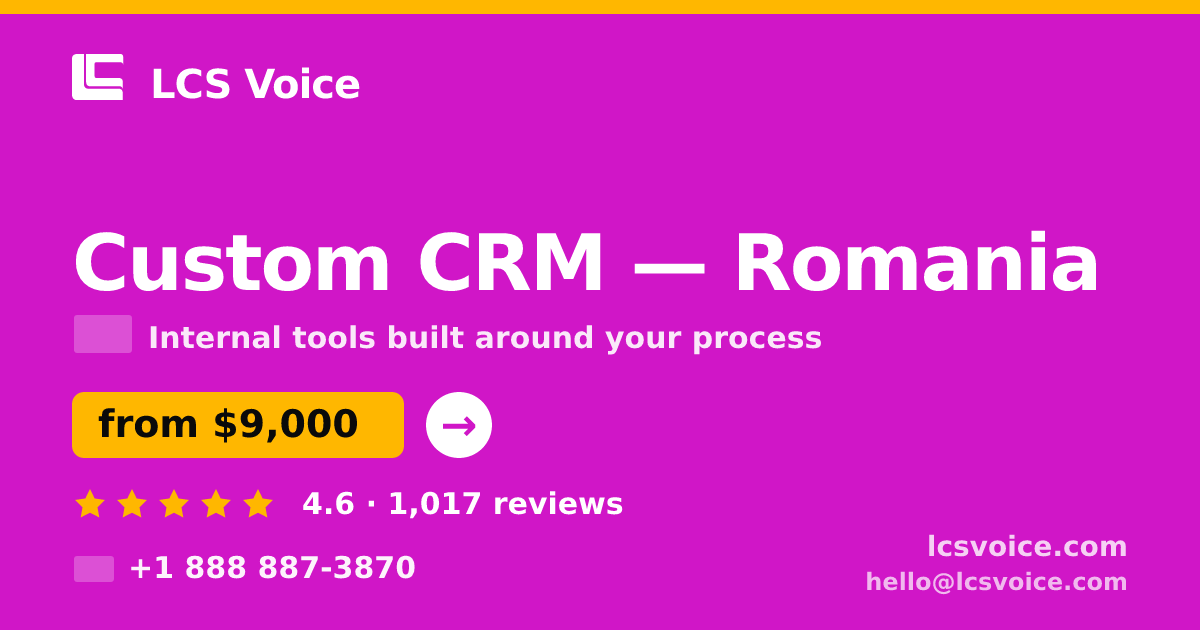 Custom CRM in Romania — from $9,000, rated 4.6/5 by 1017 clients. LCS Voice.