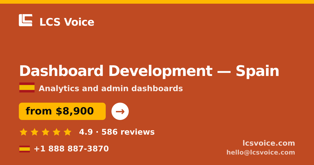 Dashboard Development in Spain — from $8,900, rated 4.9/5 by 586 clients. LCS Voice.