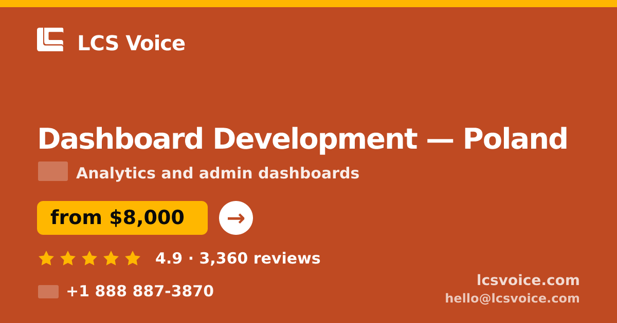 Dashboard Development in Poland — from $8,000, rated 4.9/5 by 3360 clients. LCS Voice.