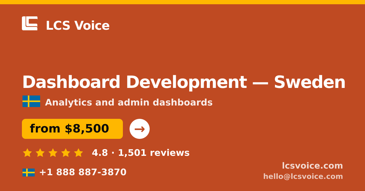 Dashboard Development in Malmö — from $12,500, rated 5/5 by 2829 clients. LCS Voice.